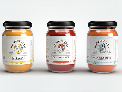 Burning Yolk Packaging Design brandidentity branding design graphicdesign hotsauce illustration logo packaging sauce