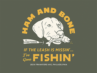 If the leash is missin'... I've gone fishin' apparel brandidentity branding design dogs graphicdesign illustration illustrator merch vector