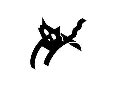 Leaping Cat Logo animal black bold cat cute dynamic feline flat fun geometric jumping leaping logo logotype mark mascot pet playful quirky running