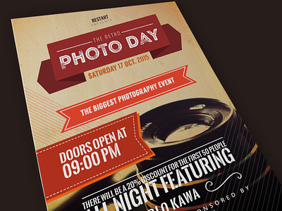 Retro Photo Day Flyer camera design event flyer photography print retro retro flyer template vintage