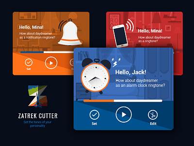 Zatrek Cutter - Dialogs alarm cards cut dialog edit editor flat notification play preview ringtone set
