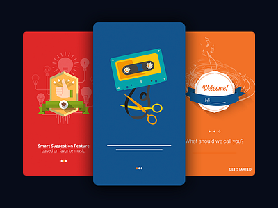 Zatrek Cutter - Onboarding android app cutter flat illustration intro music onboarding ringtone tour welcome