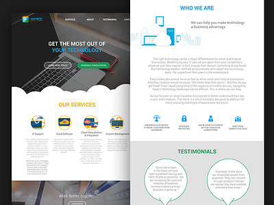 Aurora Solutions - Landing Page design header interface landing page service slider solution ui web web design website