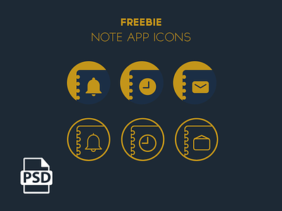Note App Icons - Freebie app design download free freebie freebies icons inbox note notification psd reminder