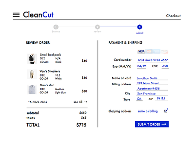 Daily UI 002 checkout daily ui 002 ecommerce