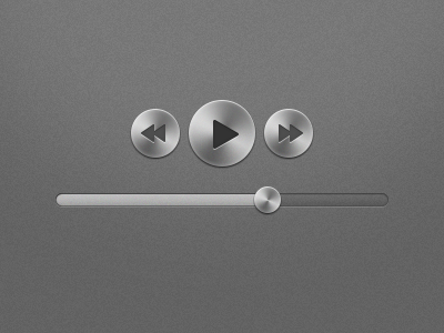 Metal UI Elements audio controls gui media metal pause play shiny slider ui video volume