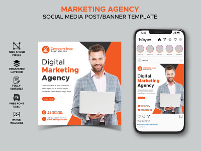 Marketing Agency Social Media Posts/Banner Template design post social media post