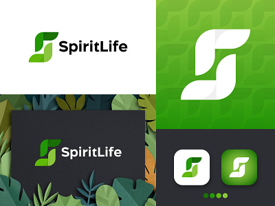 Spritlife Natural organic Logo & Branding Design green identity leaf logo logofolio logotype s logo dribbble s organic logo