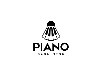 Piano Badminton Minimal Logo Design