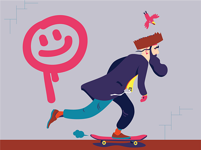 Slide away character character desgin illustration jewish skate skateboard vector