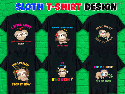 Typography sloth t shirt design amazon t shirt branding brochure bulk t shirt bulk t shirt design custom t shirt logo vintag t shirt