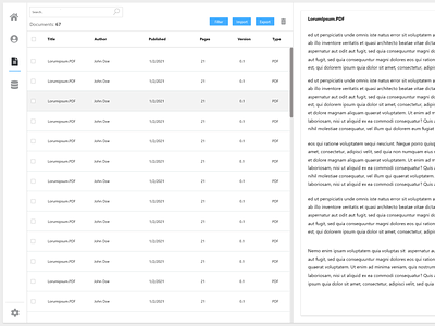 Document Viewer UI Concept document search document viewer table