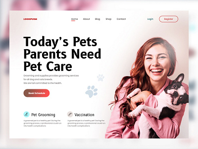 Pet Care Website Header by Naveen Thennakoon on Dribbble