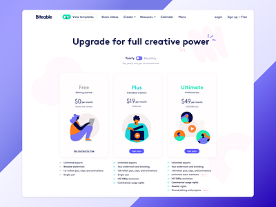 Biteable Pricing page