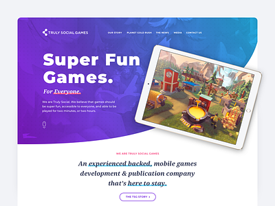Truly Social Games - Landing Page Concept game design marketing website product design typography ui uidesign ux uxdesign web design