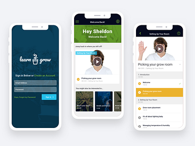 Learn 2 Grow - Mobile App Concept cannabis cannabis design ios ios design mobile mobile ui product design uidesign uxdesign
