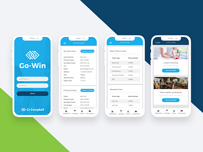 Go-Win Mobile App broker car insurance home insurance insurance insurance app insurance broker ios product design uidesign uxdesign