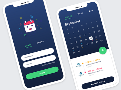 Shift Management Mobile App Concept calendar calendar app calendar ui design illustration ios nursing product design shift work uidesign uxdesign