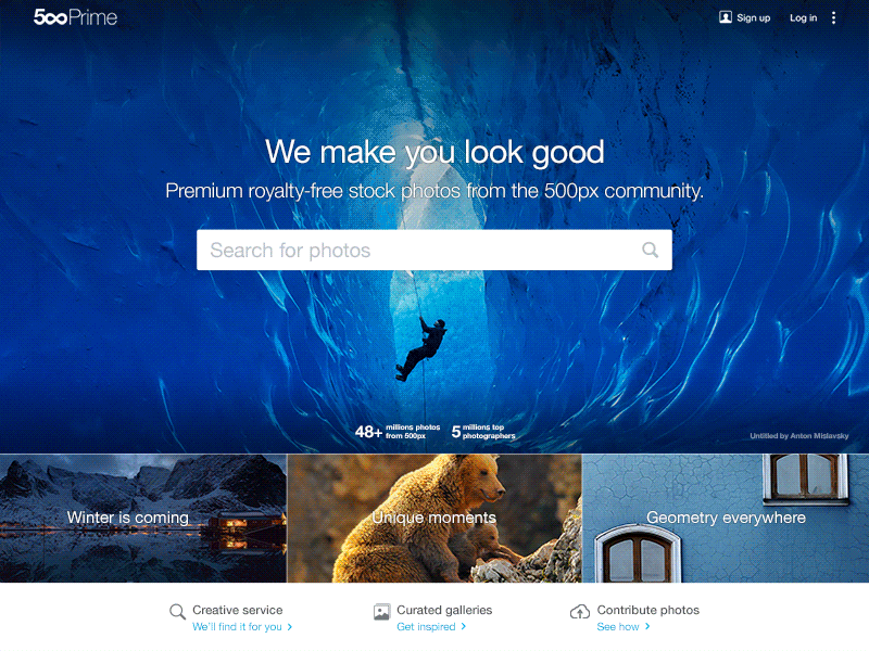 500px Prime Home Page