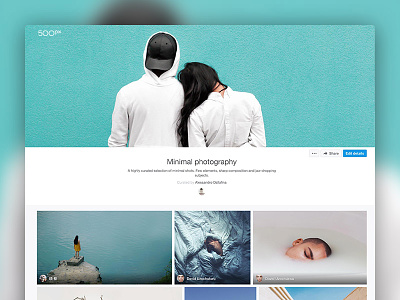 Galleries - Web view 500px curation feature gallery minimal photo photography photos product design ui web design