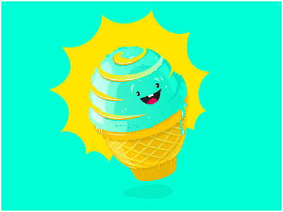 ☀️ & 🍦 fun happy icecream illustration mint summer sun teal