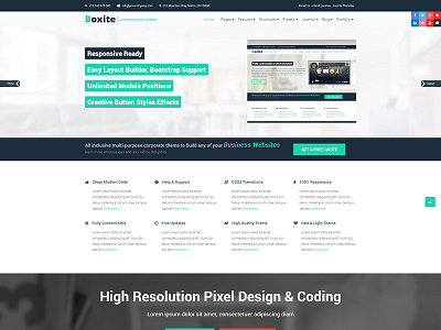 Boxite Joomla 3 Business Template css3 design helix2 html5 joomla joomla template joomla templates photoshop responsive template theme ui design