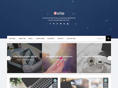 Oxite Responsive Blog WordPress Theme blog design grid landing portfolio responsive template theme ui wordpress wordpress theme wordpress themes