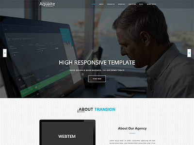 Aquaite - Free One Page Bootstrap Business Template bootstrap bootstrap templates creative design designer onepage professionals template themes web webdesign website