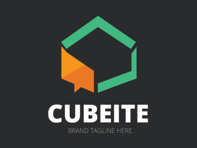 Cubeite Chat Logo Template app application blog blogging brand branding chat color corporate cube free logo hexagon identity logo logotype message messaging software talk talking