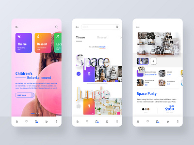 Children's party - EC app concept design party ui ux