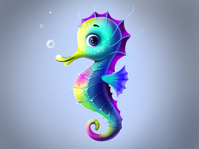 rainbow seahorse character characterdesign children art game art illustration