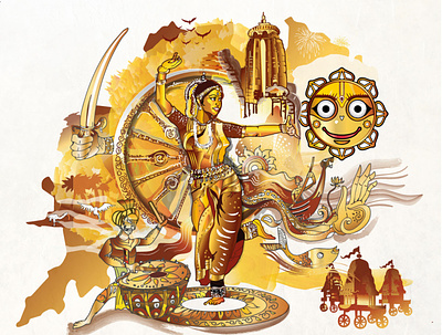 digital illustration for Odisha tourism art branding design digital drwaing graphic design illustration tourism vector vector art