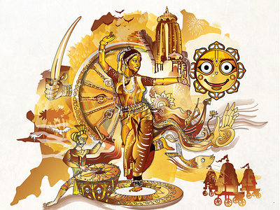 digital illustration for Odisha tourism