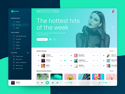 Music App Player UI Concept – Spotify Redesign