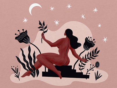 Woman & Moonlight card graphic design illustration moonlight woman