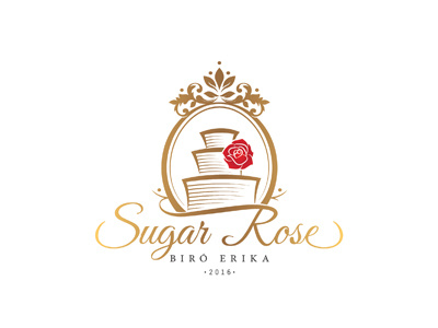 Sugar Rose logo 2016 cake design gold logo red rose sugar sweet tornado