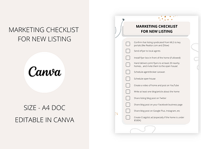 Marketing Checklist For New Listing real estate realtor realtor marketing