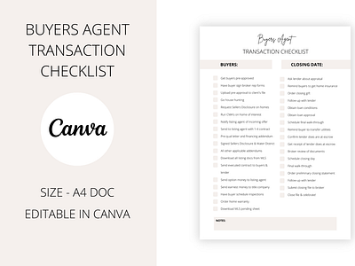 Buyers Agent Transaction Checklist