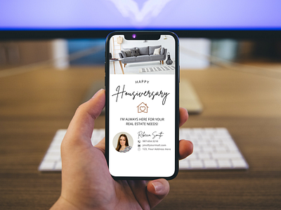 Textable Happy Housiversary Card Template canva design instagram marketing real estate realtor realtor marketing template