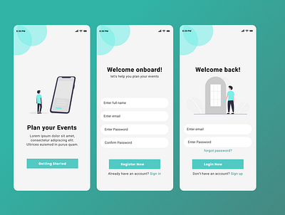 Event planning app onboarding experience