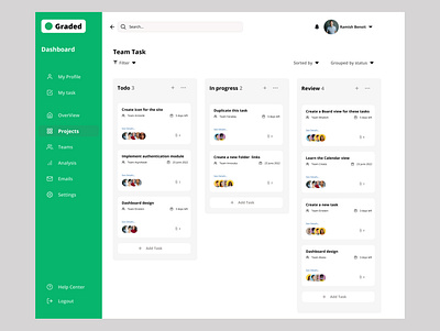 Project management System Dashboard design ui ux web