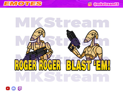 Twitch emotes star wars separatist droid pack animated emotes anime battle droid clone wars cute design droid emotes gg illustration roger roger separatist droid star wars starwars starwars emotes sub badge twitch emotes