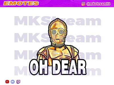 Twitch emotes star wars droid c3po oh dear android animated emotes anime c3po cute design droid emotes gg hype illustration oh dear r2d2 robot star wars star wars emotes starwars sub badge twitch emotes