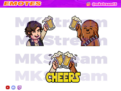Twitch emotes star wars han solo chewbacca pack animated emotes anime cheers chewbacca cute design emote emotes gg han solo hype illustration star wars star wars emotes starwars sub badge twitch emotes