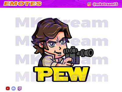 Twitch emotes star wars han solo shoot pew animated emotes anime cute design emote emotes gg han solo hype illustration pew shoot star wars starwars sub badge twitch emotes