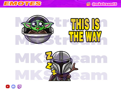 Twitch emotes star wars mandalorian pack animated emotes anime baby yoda cute design emotes gg grogu hype illustration mandalorian sleep emotes star wars star wars emotes starwars sub badge this is the way twitch emotes yoda