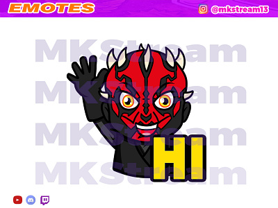 Twitch emotes star wars darth maul hi hello animated emotes anime cute dark side darth maul design emote emotes gg hello hi hype illustration star wars starwars starwars emotes sub badge twitch emotes