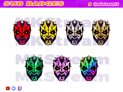 Twitch sub badges star wars darth maul pack animated emotes anime cute dark side darth maul design emotes gg hype illustration sith star wars starwars sub badge sub badges twitch sub badges