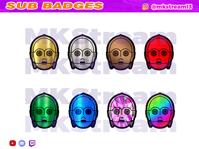 Twitch sub badges star wars droid c3po pack