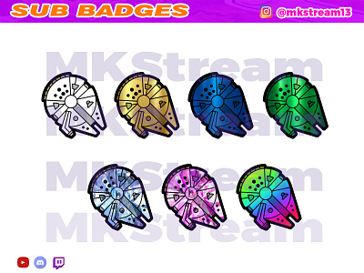 Twitch sub badges star wars millennium falcon pack animated emotes anime cute design emotes gg han solo hype illustration millennium falcon star wars starwars sub badge sub badges twitch sub badges ufo